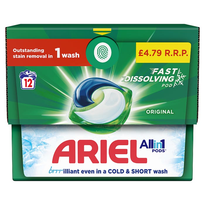 Ariel All-in-1 PODS, Washing Capsules (Pack of 12)