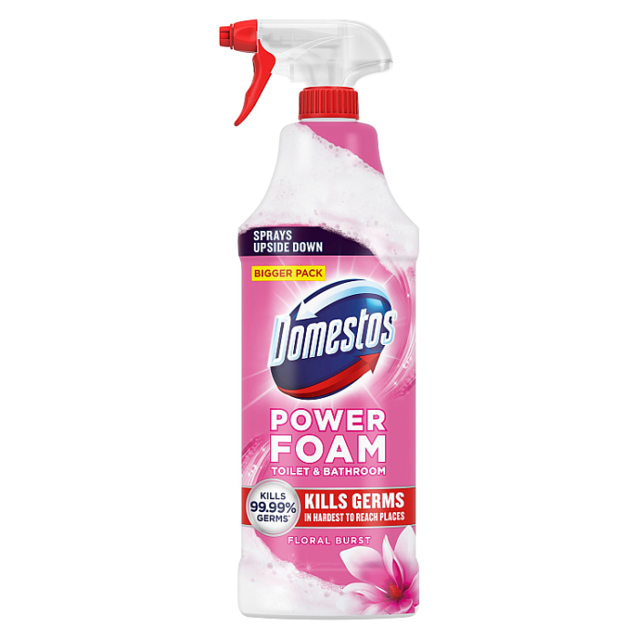 Domestos Power Foam Toilet & Bathroom Spray Floral Burst, 650ml